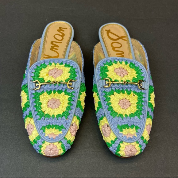 Sam Edelman Linnie Crochet Bit Flat Mule Sandals Womens Size 7.5 Multi Color - Picture 1 of 9
